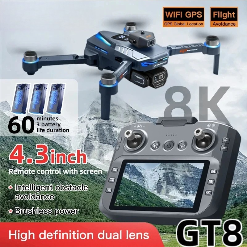 Fpv Brushless Rc Drone 4K - Dron Original GT8 8K Profesional con