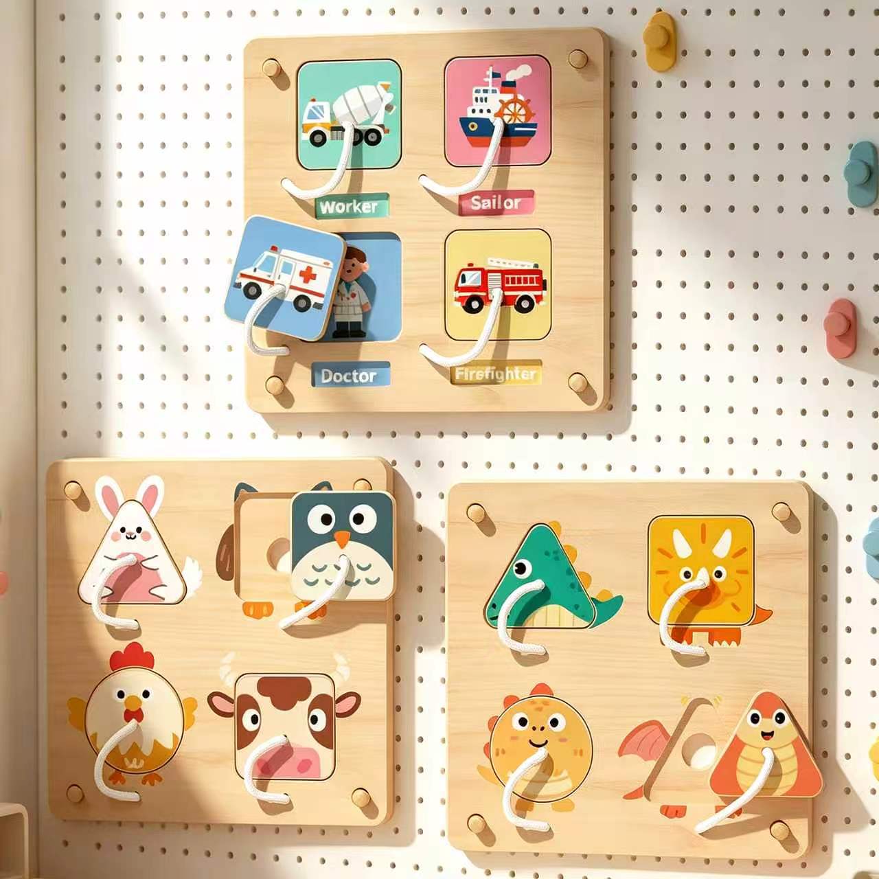 Montessori Wooden Busy Board Toddler - Tablero de Actividades Montessori de Madera,