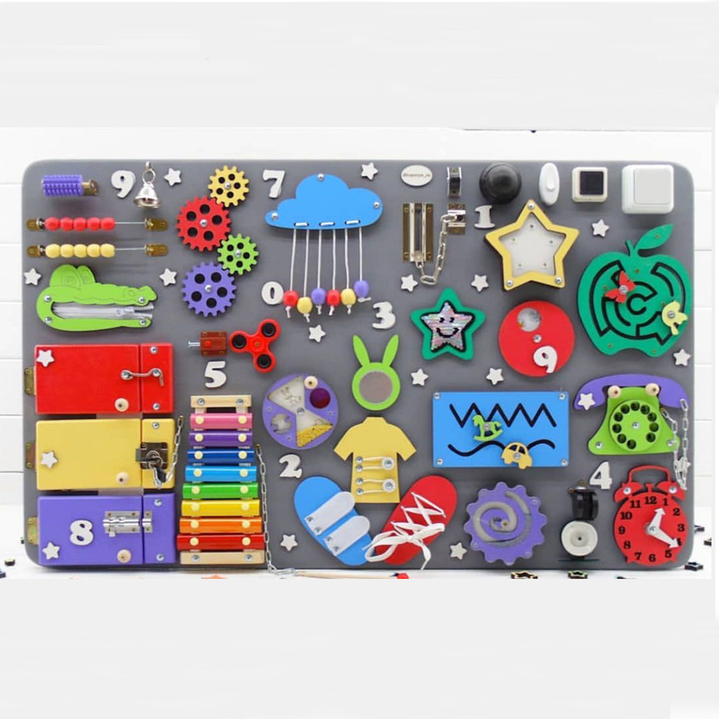 Tablero ocupado Montessori par - Montessori Wooden Busy Board Toddler reseña y precio