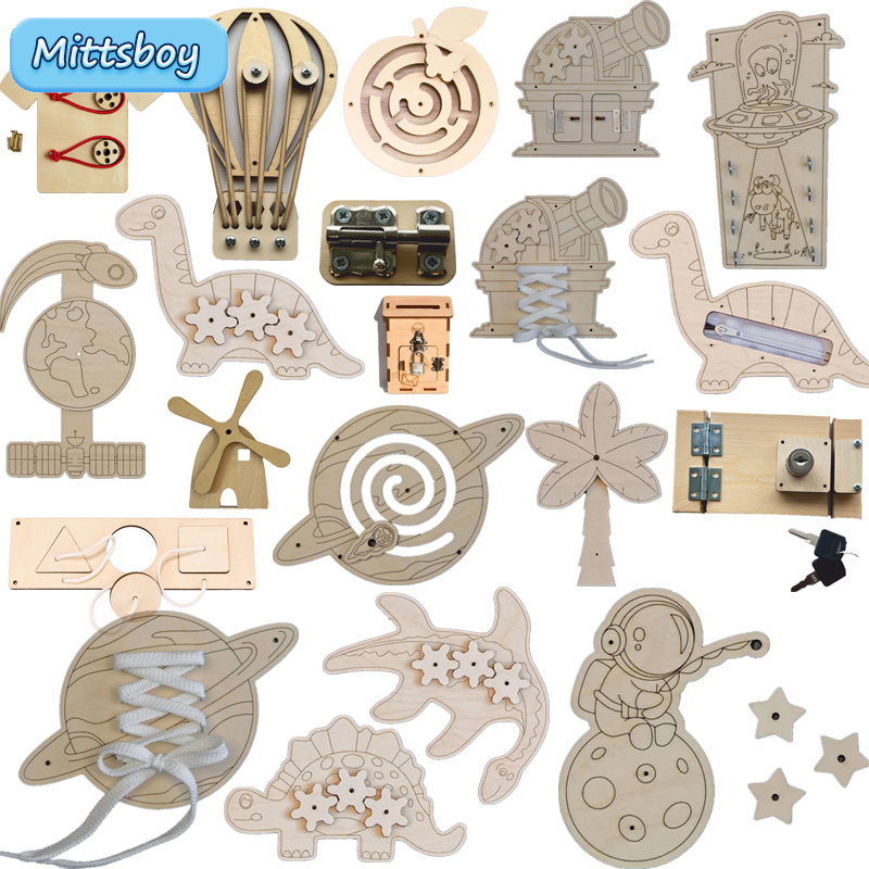 Accesorios de tablero ocupado  - Montessori Wooden Busy Board Toddler reseña y precio